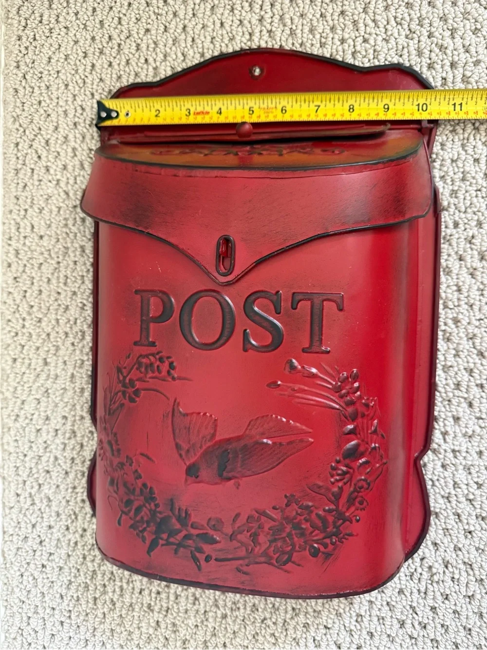 Red Vintage-Style Wall Mailbox - 